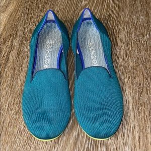 Rothy’s Teal Loafer, Neon Yellow Bottom